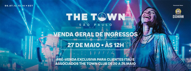 The Town 2025: Página inicial para adquirir ingressos para o evento – Imagem: Reprodução/Ticketmaster