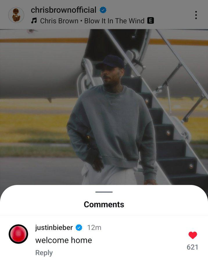 Justin Bieber apoia Chris Brown - Foto: Divulgação/Instagram @chrisbrownofficial