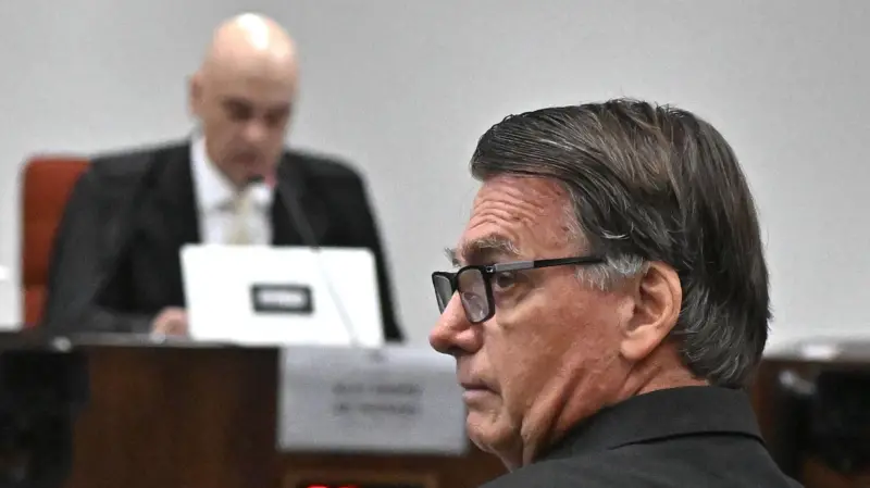 É a primeira vez que Bolsonaro e Moraes ficam frente a frente e diante das câmeras - Foto: André Borges/EPA
