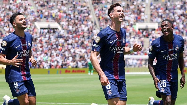 Jogadores comemoram um dos gols da partida - Foto: Reprodução/X PSG