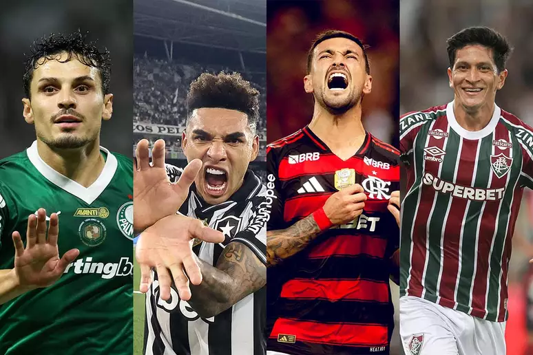 Brasileirão: Palmeiras, Botafogo, Flamengo e Fluminense foram os representantes brasileiros na Copa do Mundo de Clubes - Foto: Reprodução/Cesar Greco, Palmeiras/Vitor Silva, BFR/ driano Fontes, CRF/FFC, Jogada10