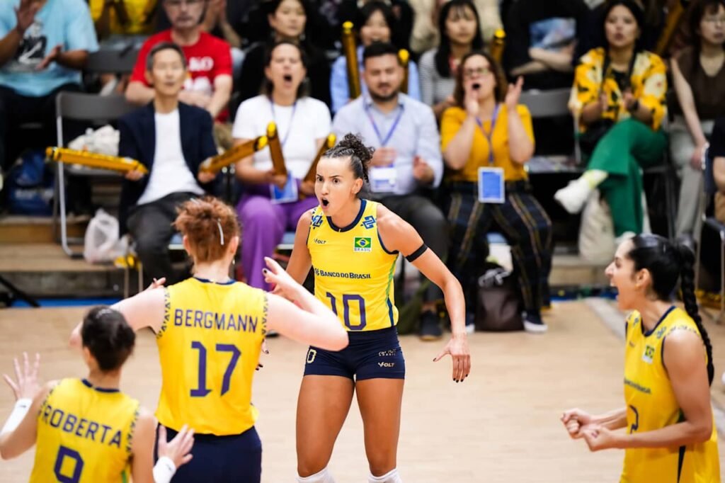 Brasil vence primeiro set sobre a seleção Polonesa - Foto: Reprodução/VNL Images