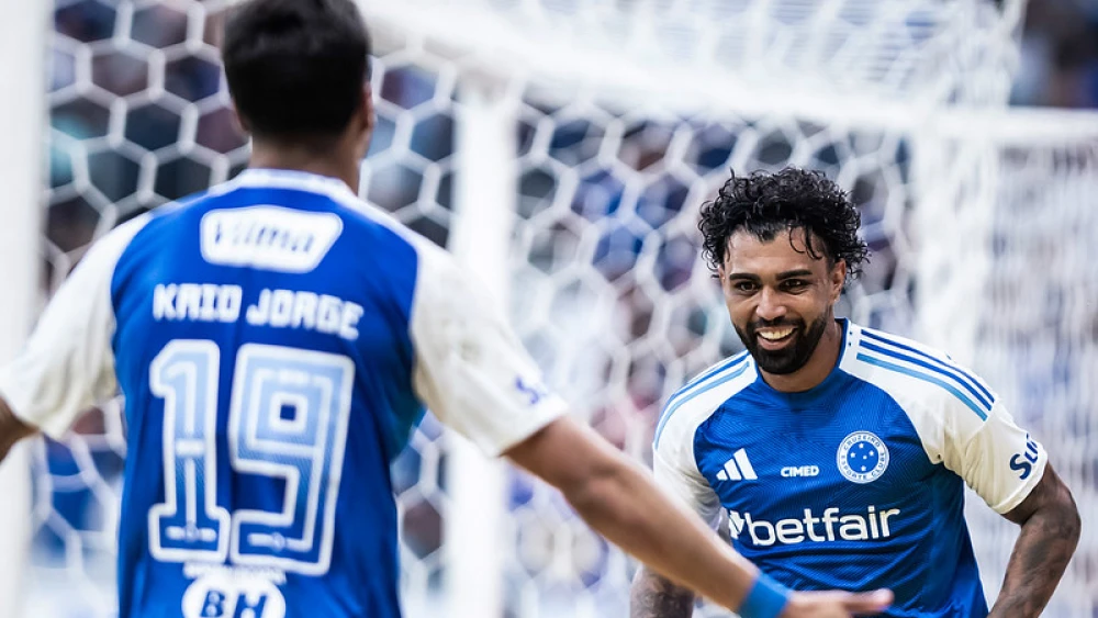 Gabigol, do Cruzeiro, comemora gol sobre o Juventude pelo Brasileirão - Foto: Reprodução/Gustavo Aleixo/Cruzeiro