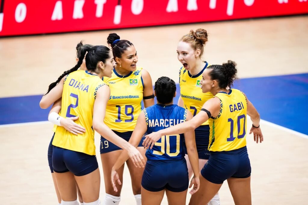 Brasil vence segundo set sobre a seleção Polonesa - Foto: Reprodução/VNL Images