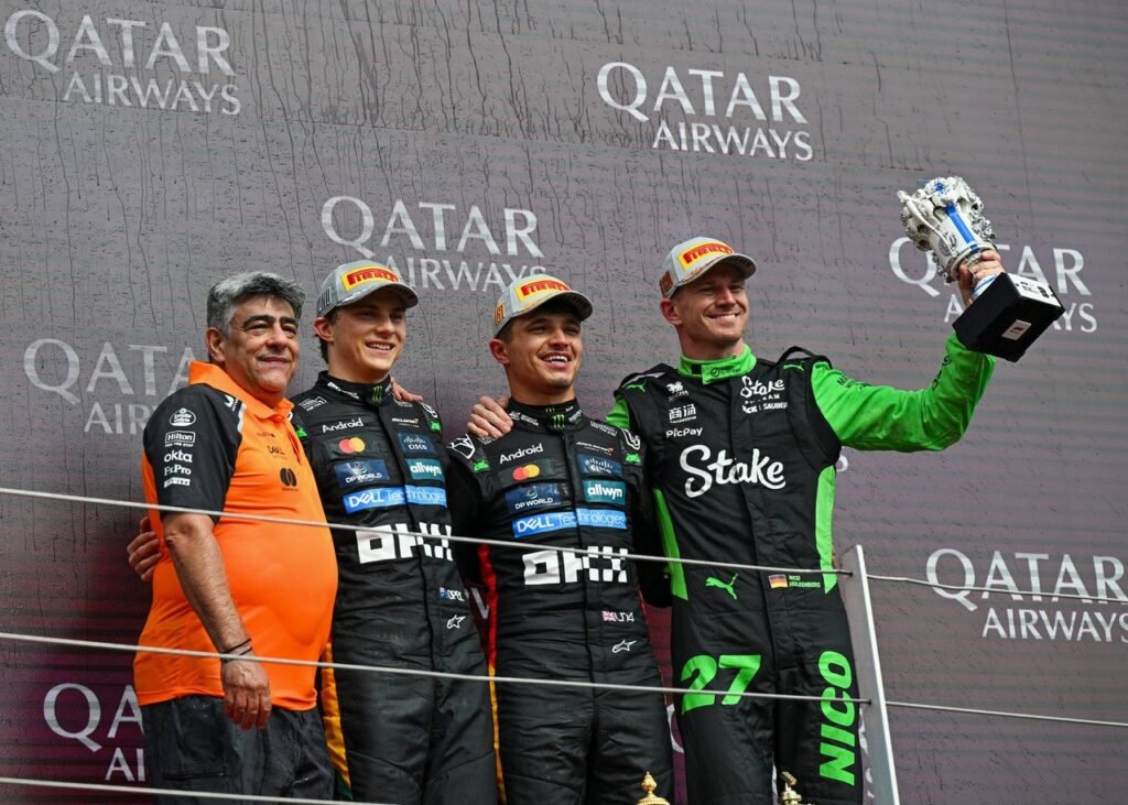 Norris: Pódio do GP de Silverstone - Foto: Andrej ISAKOVIC / AFP