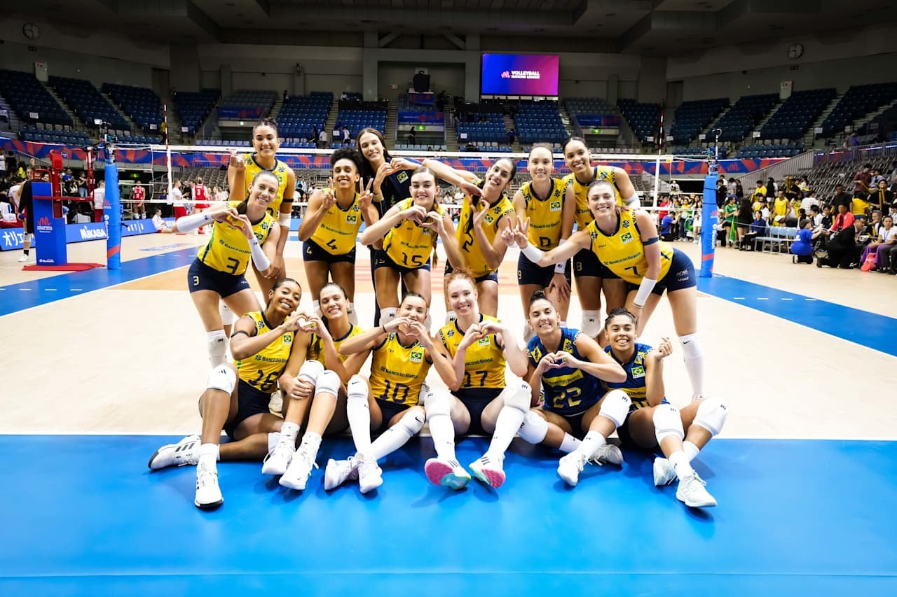Brasil vence Polônia em quatro sets e garante, matematicamente, segundo lugar na Liga das Nações de Vôlei - Foto: Reprodução/VNL Images