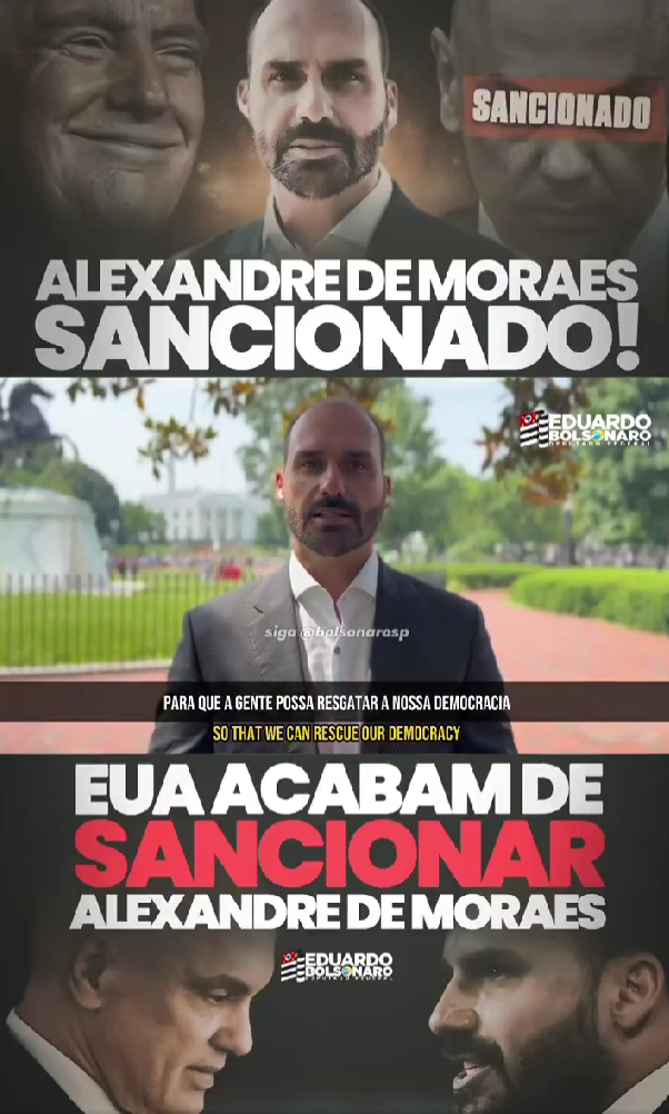 Agradecimento de Eduardo a Trump pela aplicação da Lei Magnitsky a Morais