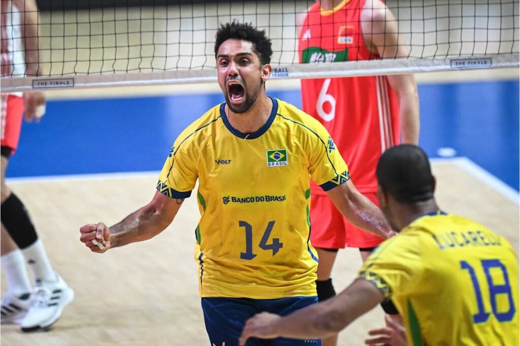 Brasil iguala a parada no 2º set - Foto: Reprodução/VNL Images
