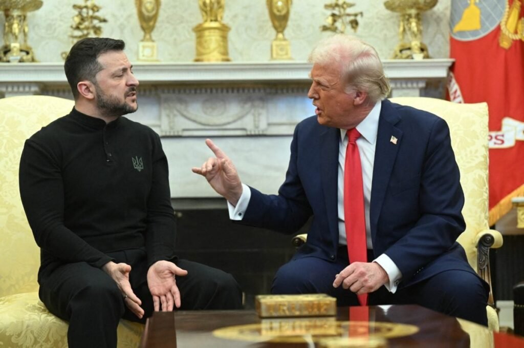 O presidente da Ucrânia, Volodymyr Zelensky, e o presidente dos EUA, Donald Trump - Foto: Reprodução/Saul Loeb/AFP
