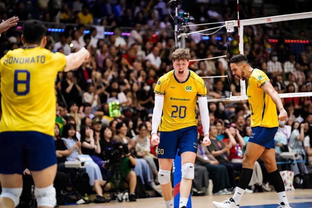 Brasil garante 2º set em arrancada - Foto: Reprodução/VNL Images