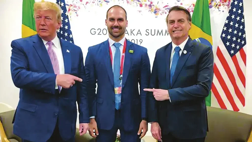 Eduardo Bolsonaro, o ex-presidente Jair Bolsonaro e o presidente americano, Donald Trump - Foto: Reprodução/Instagram