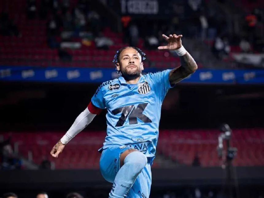 Neymar comemora gol pelo Santos no Morumbis em noite inspirada que tirou o time da zona de rebaixamento - Foto: Reprodução/Redes Sociais