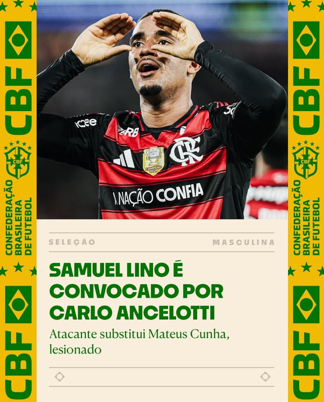 CBF anuncia convocação de Samuel Lino. Foto: Divulgação/Instagram: @brasil