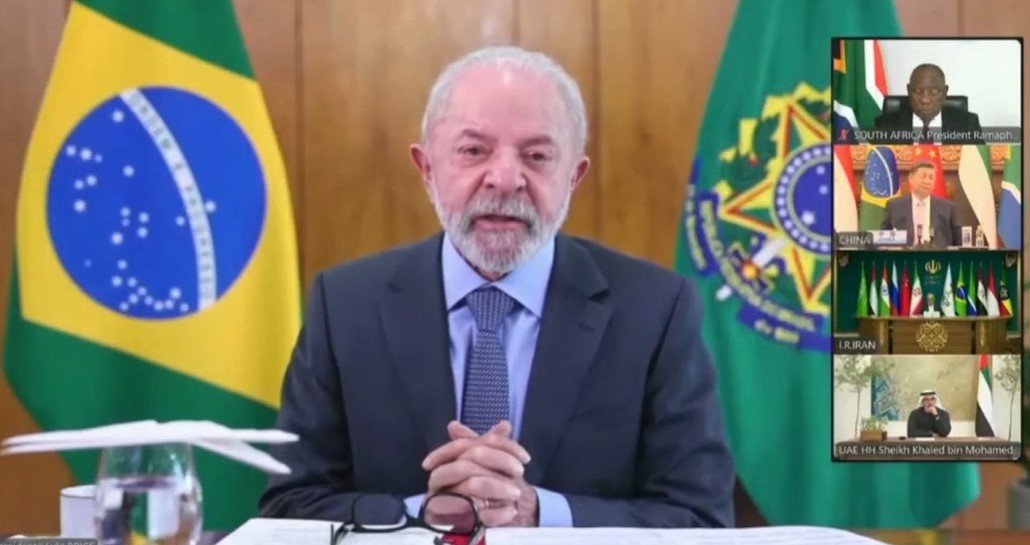 Lula durante reunião virtual dos líderes do Brics - Foto: Reprodução/YouTube