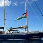 Um dos barcos da Flotilha Global Sumud.