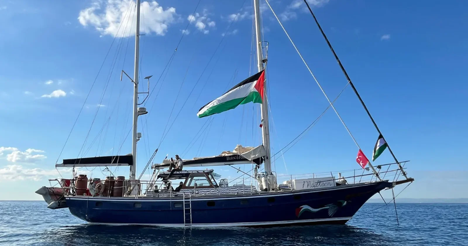 Um dos barcos da Flotilha Global Sumud.