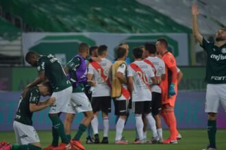 Jogadores do Palmeiras comemoram classificação à final da competição em 2020. Foto: Cesar Greco/Palmeiras
