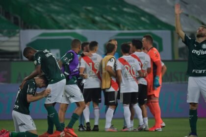 Jogadores do Palmeiras comemoram classificação à final da competição em 2020. Foto: Cesar Greco/Palmeiras