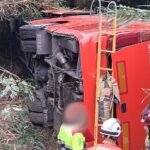 Ônibus caído em aterro coberto de vegetação - Foto: Reprodução/Sky News