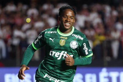 Endrick em campo pelo Palmeiras Foto: Cesar Greco/Palmeiras