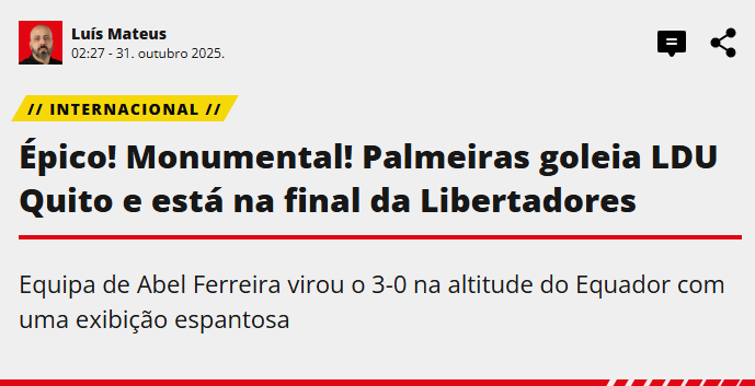 Foto: Reprodução/A Bola