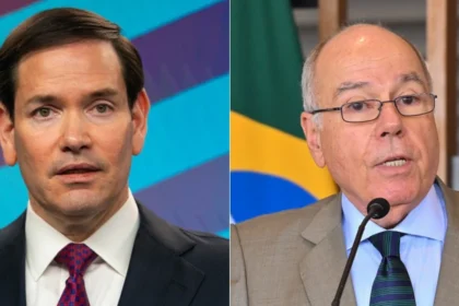 O secretário de Estado dos EUA, Marco Rubio, e o chanceler Mauro Vieira - Foto: Freddie Everett/State Departament/Carlos Cruz/MRE