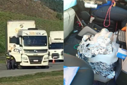 Rodoanel está interditado; motorista envolto em bombas - Foto: Reprodução/Polícia Militar