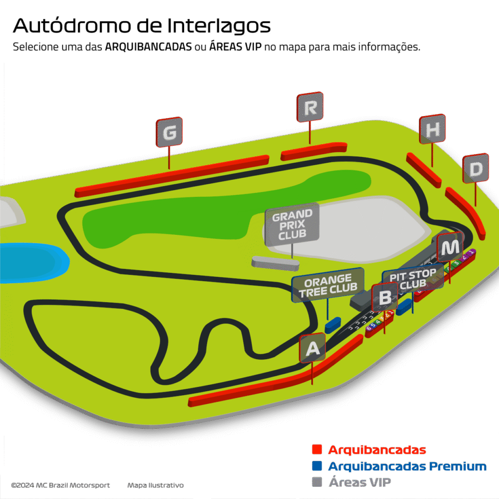 Mapa dos setores do GP de Interlagos de 2026 - Foto: Reprodução