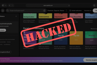 Tela do Spotify ilustrada com arte gráfica após ataque hacker à plataforma.