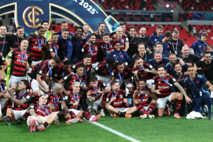 © Getty ImagesFlamengo comemorando título sobre o Pyramids. Foto: Getty Images/Getty Images