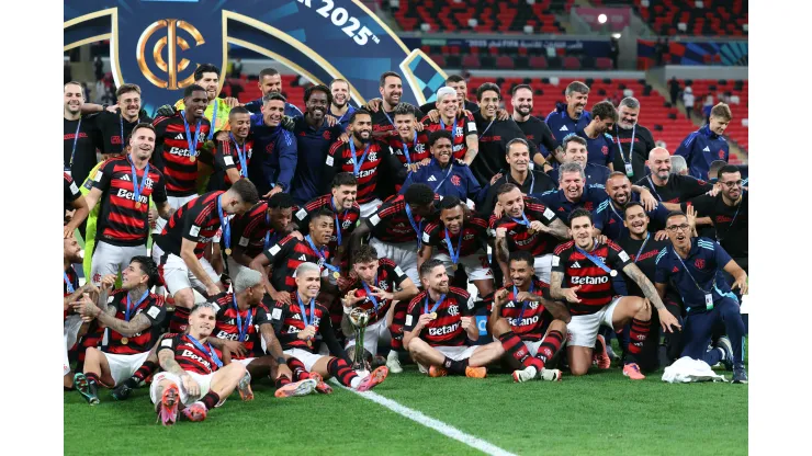 © Getty ImagesFlamengo comemorando título sobre o Pyramids. Foto: Getty Images/Getty Images