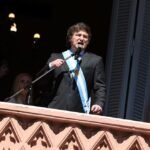 Milei discursa na Casa Rosada após tomar posse como presidente da Argentina - Foto: Agustin Marcarian