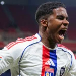 Endrick comemora gol na Copa da França • Divulgação / Lyon