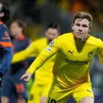 Petter Haud comemora seu gol marcado pelo Bodo/Glimt contra a Inter de Milão, na ida dos playoffs de oitavas de final da Champions League 2025/26