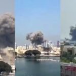 Coluna de fumaça é vista subindo em uma cidade do Bahren, após EUA e Israel atacarem o Irã. Forças iranianas realizaram um contra-ataque - Foto: Reprodução/Redes Sociais