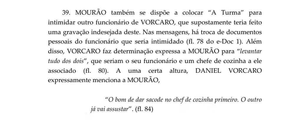 Decisão do STF reproduz mensagem em que Vorcaro orienta intimidar funcionário e pessoa ligada a ele - Foto: Reprodução