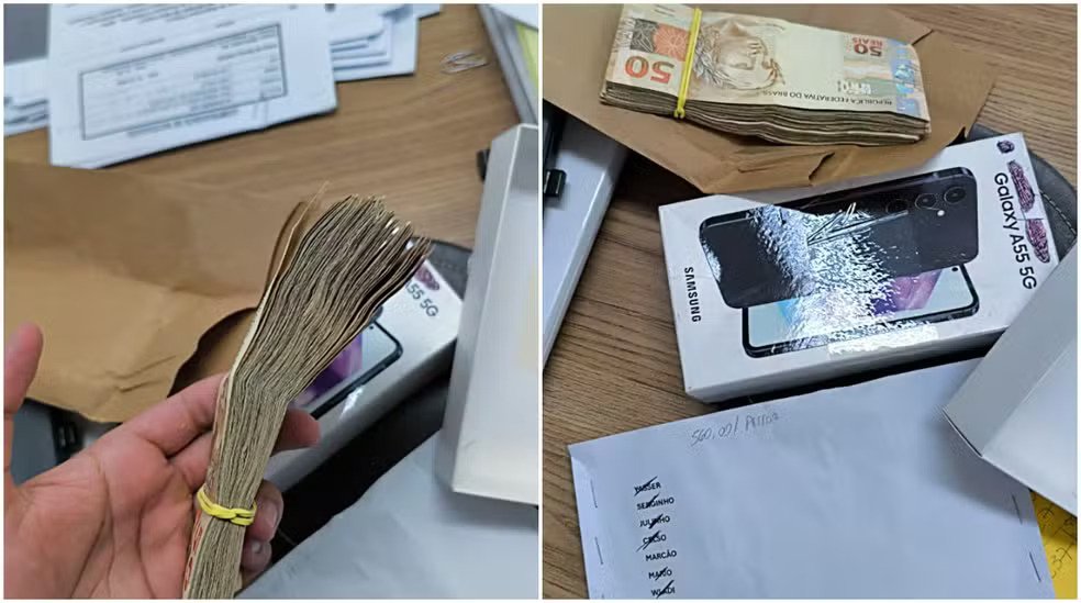 Dinheiro encontrado em gaveta de policial alvo de operação contra corrupção na Polícia Civil de SP - Foto: Divulgação