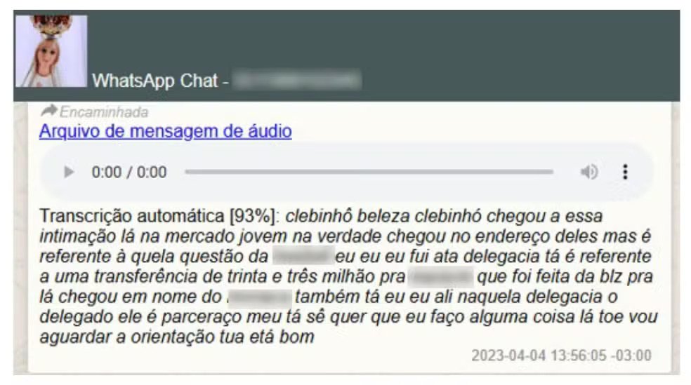 Transcrição de áudio encontrado em celular apreendido revela esquema de corrupção policial citando cobrança de R$ 33 milhões para trancar inquérito em São Paulo - Foto: Reprodução