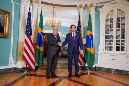 Marco Rubio e Mauro Vieira após reunião em 13 de novembro de 2025 - Foto: Reprodução/X
