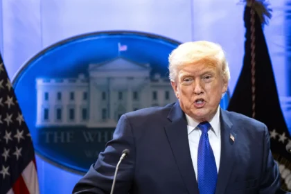 O presidente dos Estados Unidos, Donald Trump, durante coletiva na Casa Branca - Foto: Bonnie Casa Branca/Pool