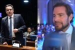 Em uma das mensagens trocadas pelo casal, Daniel Vorcaro explica quem é Ciro Nogueira (à esquerda) para a namorada - Foto: Jefferson Rudy/Agência Senado/Reprodução/TV Globo