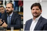 Ex-deputado federal Eduardo Bolsonaro (PL) e o presidente da Alesp, André do Prado (PL)