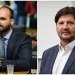 Ex-deputado federal Eduardo Bolsonaro (PL) e o presidente da Alesp, André do Prado (PL)