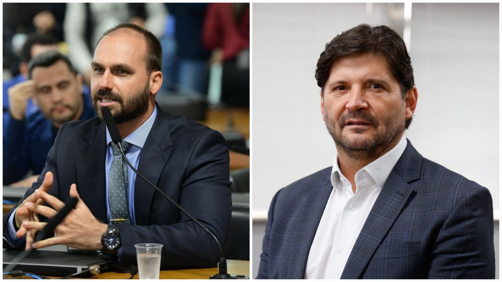 Ex-deputado federal Eduardo Bolsonaro (PL) e o presidente da Alesp, André do Prado (PL)