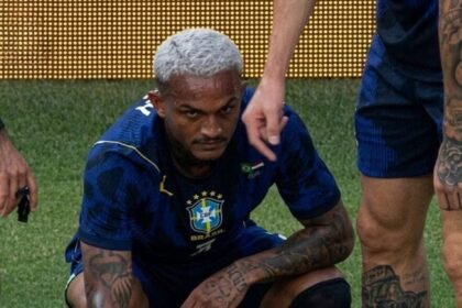 Wesley sente lesão pela Seleção Brasileira Reprodução/GETV