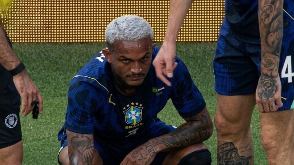 Wesley sente lesão pela Seleção Brasileira Reprodução/GETV