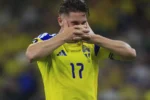 Gyokeres marcou seu primeiro gol em Copas do Mundo; resultado: comemoração da máscara, tradicional do atacante (Alfredo Lopez/Jam Media//Getty Images)