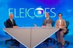 Ronaldo Caiado (PSD) com Renata Vasconcellos e César Tralli nos Estúdios Globo - Foto: Globo/ Manoella Mello