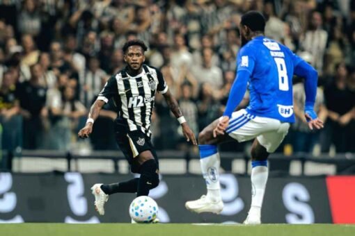 Fred, do Atlético-MG, durante clássico contra o Cruzeiro, pela Copa do Brasil, na Arena MRV — Foto: Pedro Souza/Atlético-MG