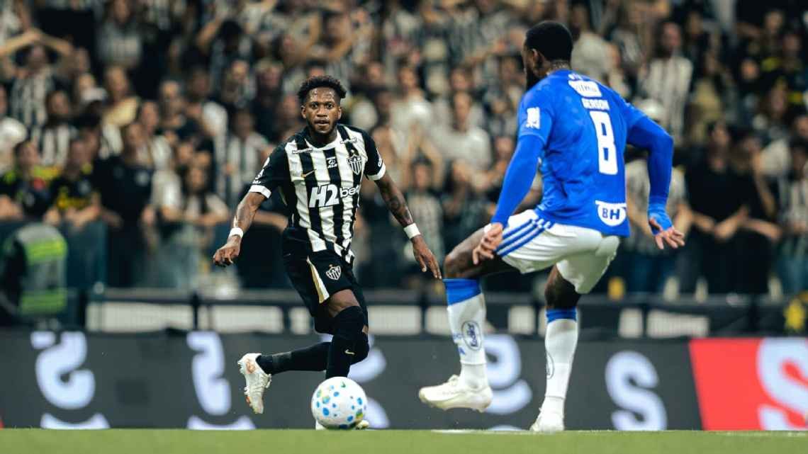 Fred, do Atlético-MG, durante clássico contra o Cruzeiro, pela Copa do Brasil, na Arena MRV — Foto: Pedro Souza/Atlético-MG